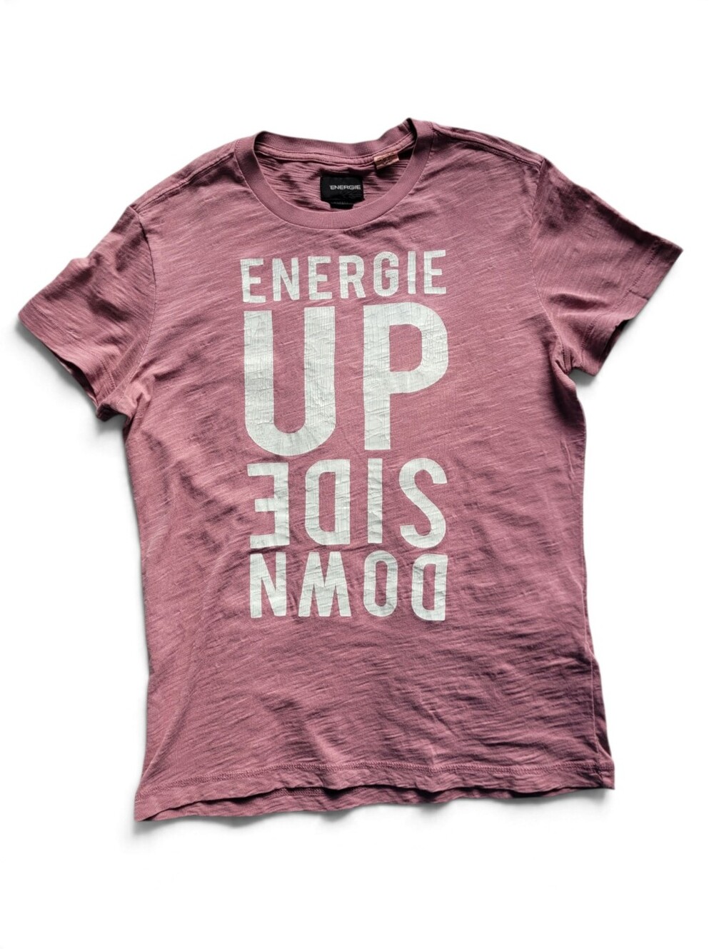 Vintage Y2K Energie Cyber Grunge Dusty Mauve Graphic Short Sleeve Tee Small